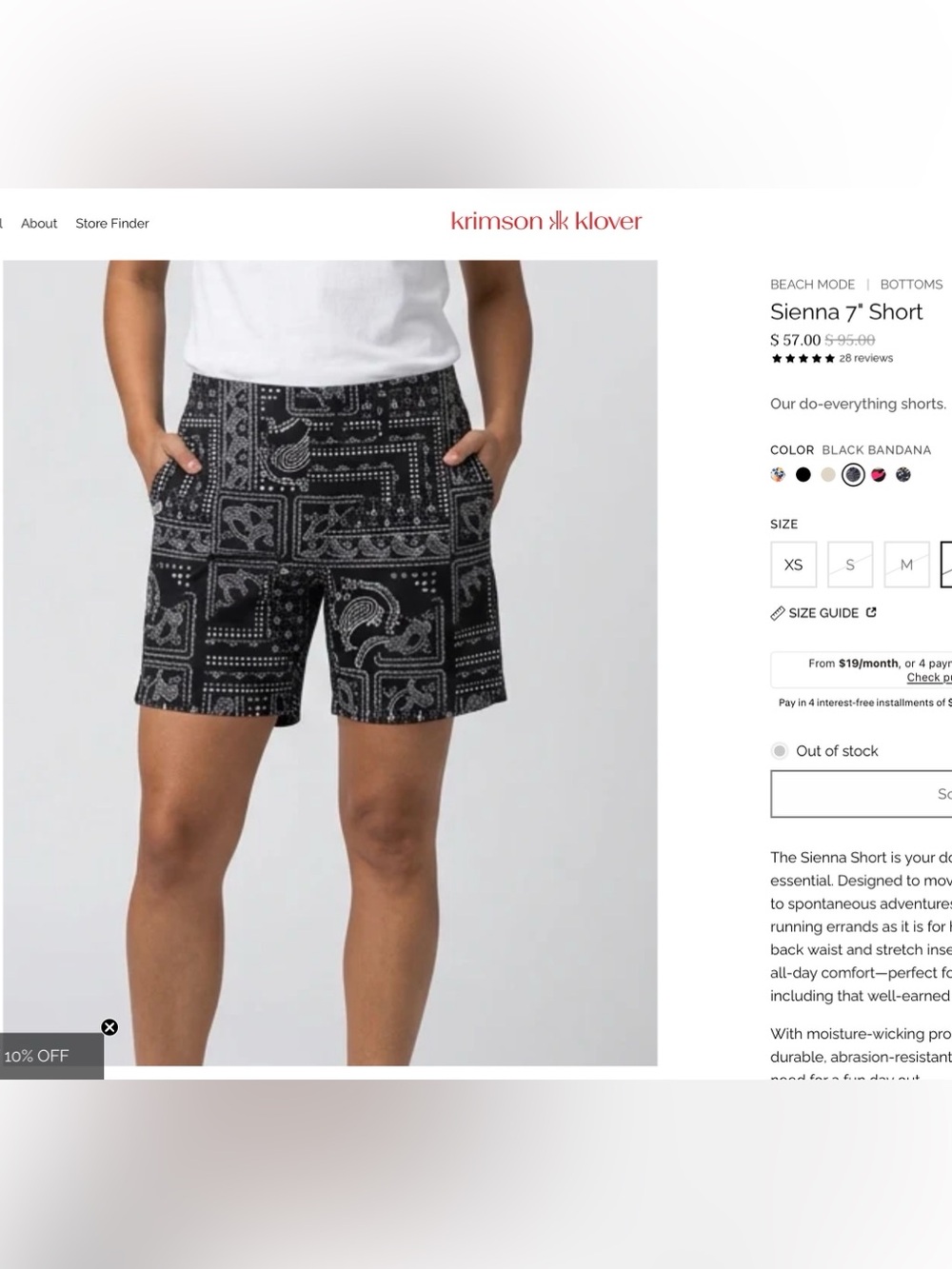 Krimson Klover Black Bandana-Print Sienna 7" Women’s Shorts